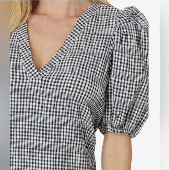 Calvin Klein Dresses & Skirts - Calvin Klein Gingham Print Gauze Dress with‎ Puff sleeves NEW Size 2